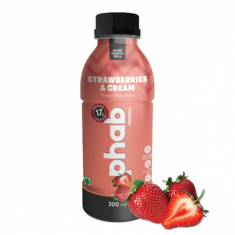 Phab Protein Milkshake with Immunity Boosters � 18g Milk Protein, No added sugar, Vitamin B12 & Calcium Rich: Pack of 6x 200ml (Strawberries & Cream)