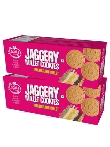 Early Foods Pack of 2 - Organic Multi-grain Millet Jaggery Cookies 150g X 2