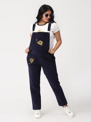 The Mom Store Floral Embroidered Corduroy Maternity Dungaree