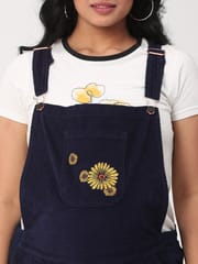 The Mom Store Floral Embroidered Corduroy Maternity Dungaree