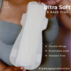 Be Me - Sanitary Pads for Women - Single Wing - For Moderate & Heavy Flow - With Brown Disposal Pouches, Rash Free, Biodegradable, Anti Bacterial Napkin (Regular- Pack of 30 Pads)