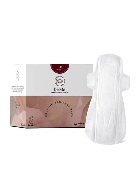 Be Me - Sanitary Pads for Women - XL (Double Wings) - Heavy Flow/Overnight Pads - Pack of 30 Pads - With Disposal Pouches, Rash Free,Biodegradable, Anti Bacterial Napkins