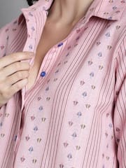 Moms Maternity Women's Cotton Sustainable Light Pink Pathani Style Kurta with Trouser Maternity Set