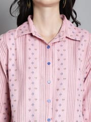 Moms Maternity Women's Cotton Sustainable Light Pink Pathani Style Kurta with Trouser Maternity Set