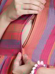 Moms Maternity Women's Cotton Sustainable Pink Kurta with Palazzo Maternity Sets